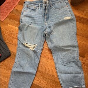 Madewell Light Blue Distressed Mom Jeans
